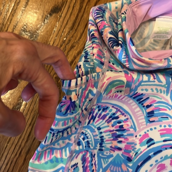 Lilly Pulitzer High Waisted Midi Luxletic Leggings Happy as a Clam Size Large - Picture 7 of 8